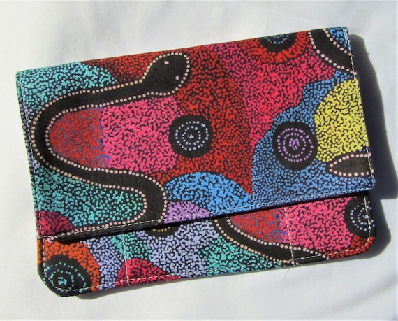 First Nations, Aboriginal Indigenous, Fabric Tobacco Pouch Handmade, Case  With Compartments for Filter Tips, Papers and Lighter