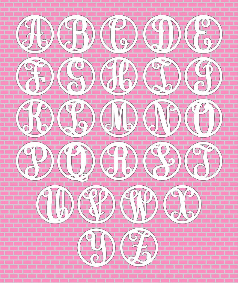 Download Circle Script Monogram Letters SVG alphabet A-Z in circle ...