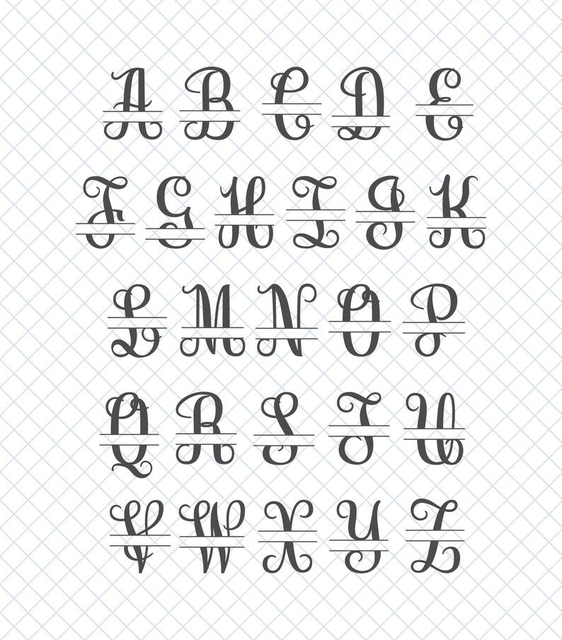Script Monogram Split Letter Alphabet SVG split letter | Etsy