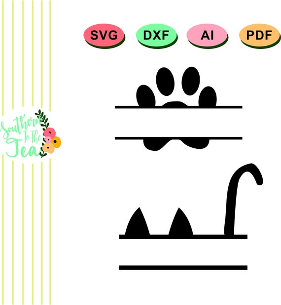 Download Dog And Cat Split Monogram Svg Dog Paw Cat Ears And Tail Etsy 3D SVG Files Ideas | SVG, Paper Crafts, SVG File