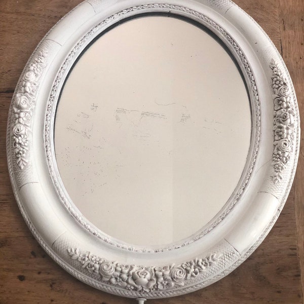 Antique Shabby Chic Oval Mirror