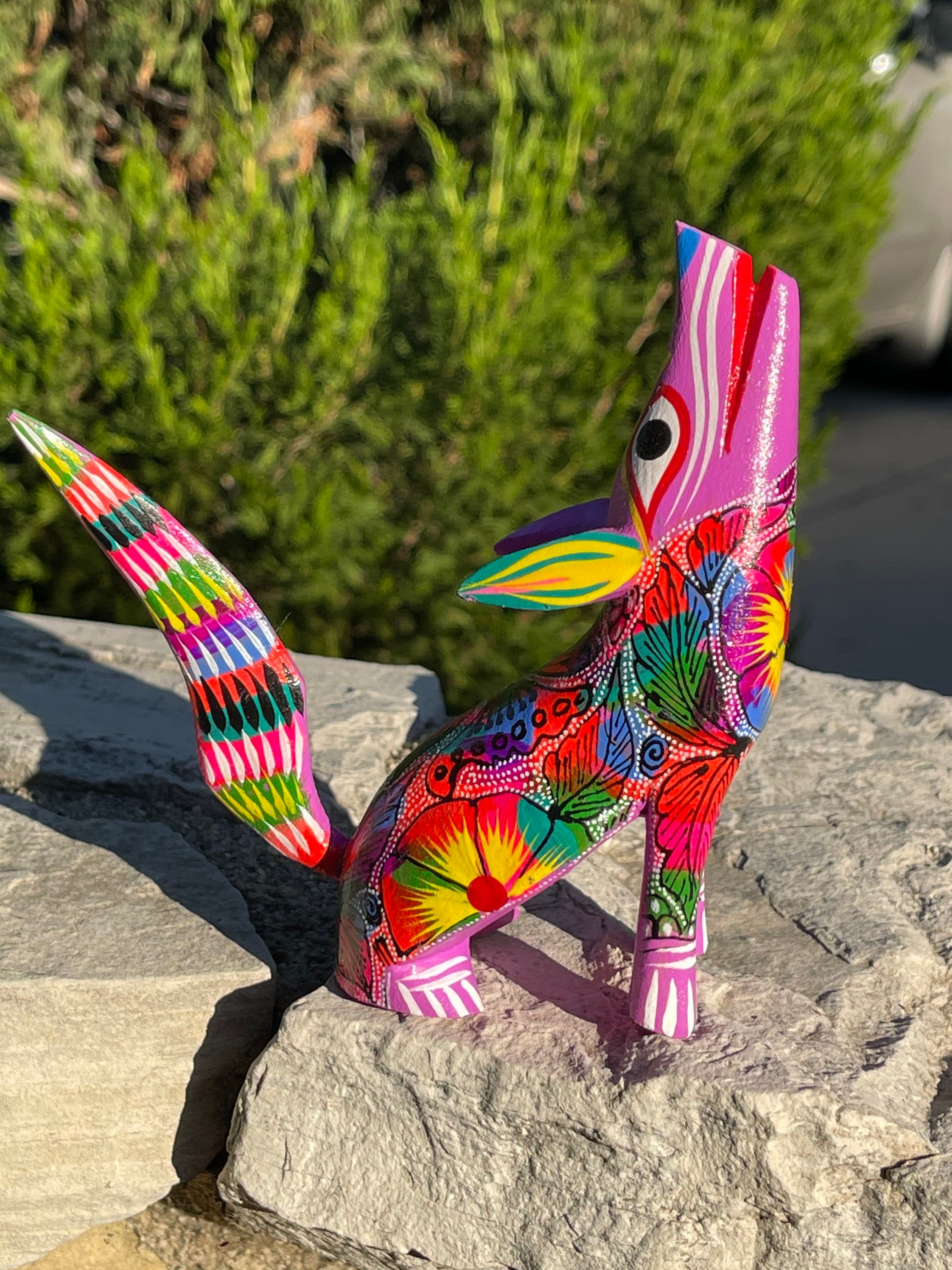 Howling Wolf Alebrije, Oaxaca Alebrije Wooden Hand Carved and Painted 5