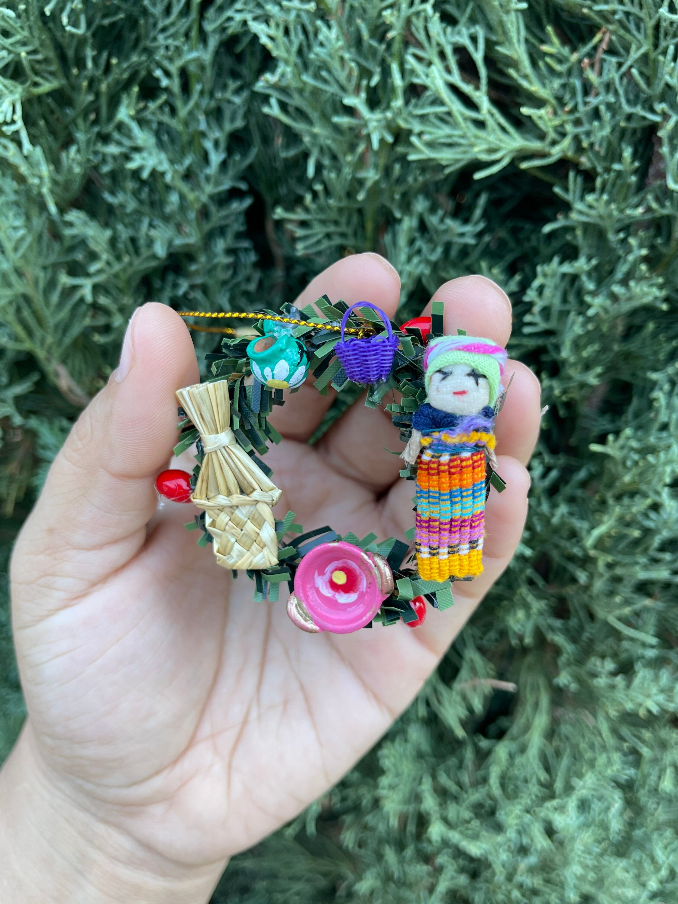 Mini Wreath Mexican Ornaments Hand Made Miniature Ornaments La Mexicana  Handmade Ornament 
