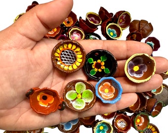 Miniature Mexican Pottery Ceramic Mud Handpainted Plates for Arts and Crafts Party Favor Decorations