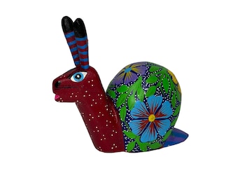 Snail Alebrije, Oaxaca Alebrije Wooden Hand Carved and Painted 8” Figurine