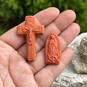 Miniature Mexican Inspired Cross Virgin Mary For Arts and Crafts Day of the Dead Ofrenda - SOLD INDIVIDUALLY or SET