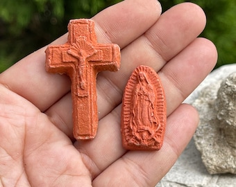 Miniature Mexican Inspired Cross Virgin Mary For Arts and Crafts Day of the Dead Ofrenda - SOLD INDIVIDUALLY or SET