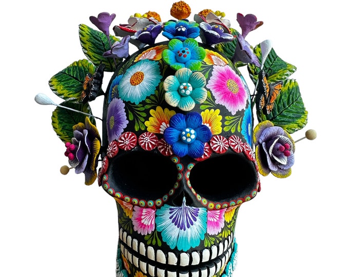 Featured listing image: Day of the Dead Calavera Sugar Skull, Handmade Mexican Folk art Sculpture Dia de los Muertos