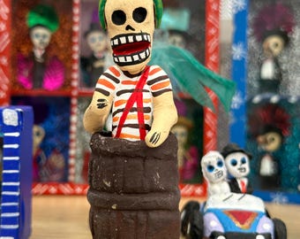 El Chavo del 8 Skeleton Calavera 4” Day of the Dead Ofrenda Clay Barro Figurine Handmade