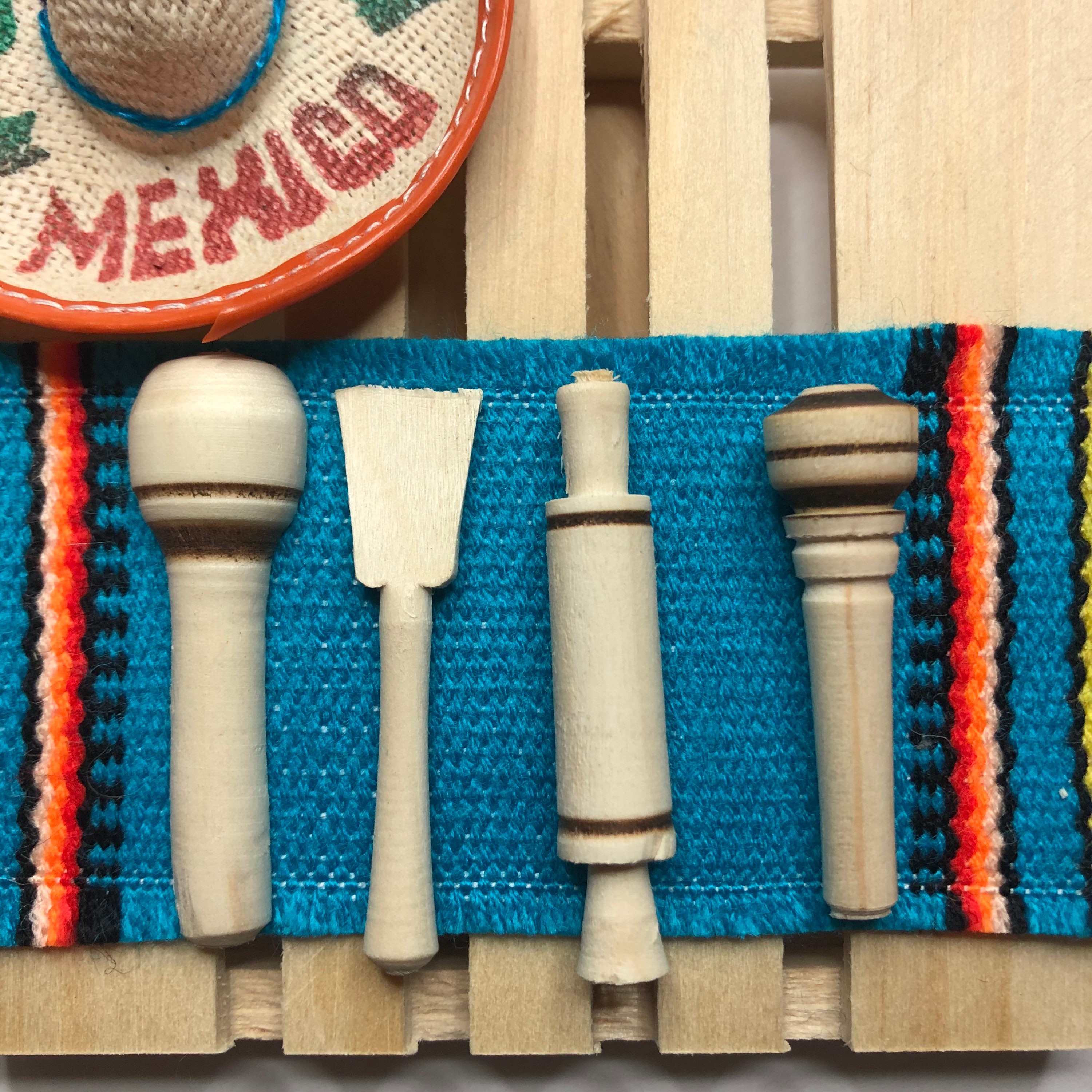 Miniature Mexican Cooking Utensils Molinillo Rolling Pin Wooden Spoons Bean Masher For Arts and
