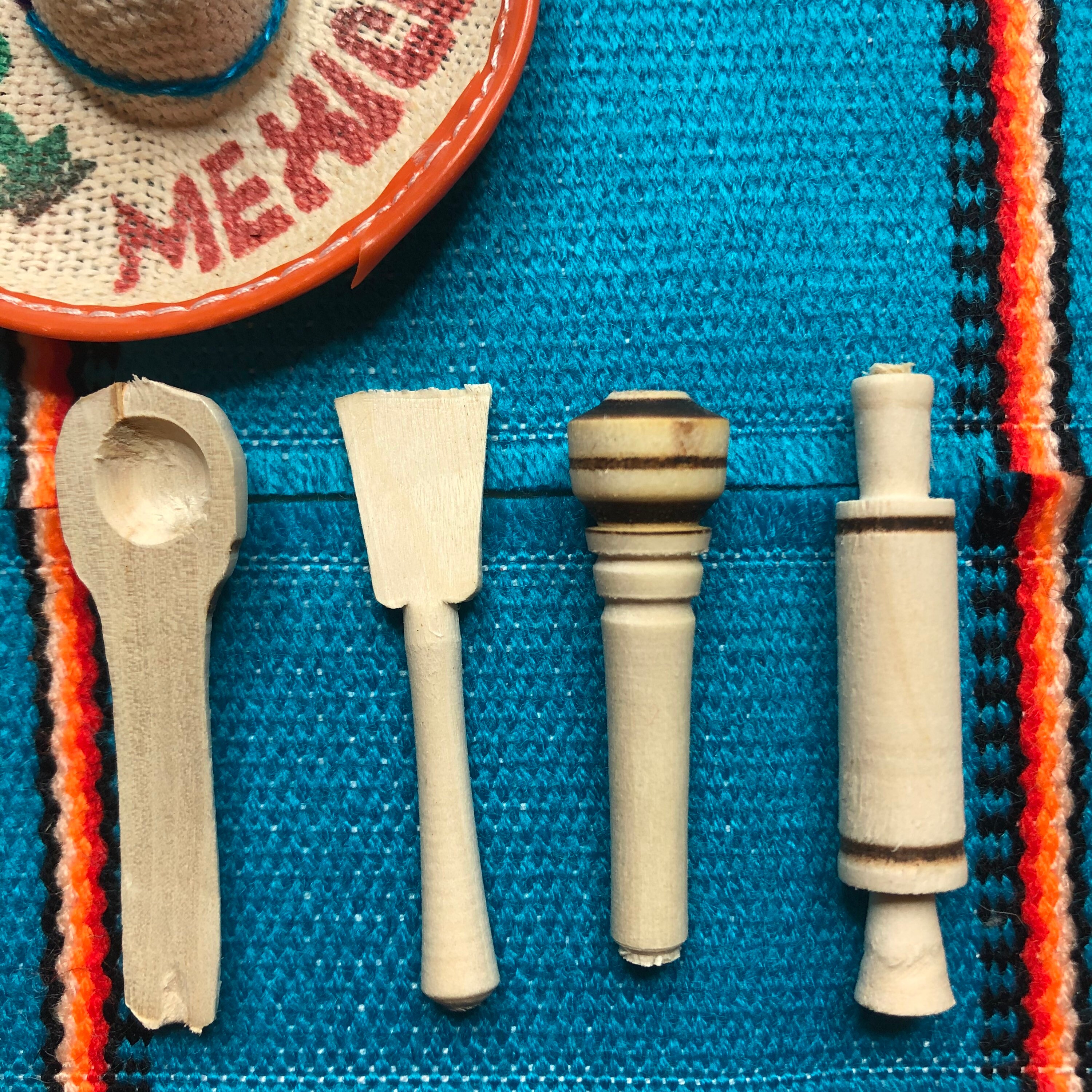 Miniature Mexican Cooking Utensils Molinillo Rolling Pin Etsy