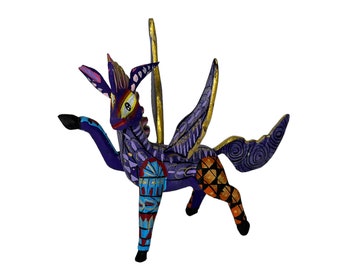 Pegasus Alebrije, Oaxaca Alebrije Wooden Hand Carved and Painted 4” Figurine