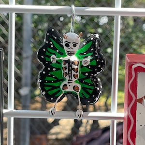 Butterly Skeleton Calavera 2.5” Day of the Dead Ofrenda Clay Barro Figurine Handmade - MULTIPLE COLORS