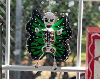 Butterly Skeleton Calavera 2.5” Day of the Dead Ofrenda Clay Barro Figurine Handmade - MULTIPLE COLORS