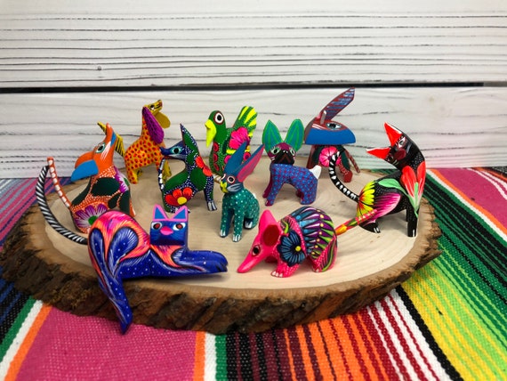 10 Alebrijes, Oaxaca Alebrije Assorted Wooden Hand Carved and Painted 2” Figurine