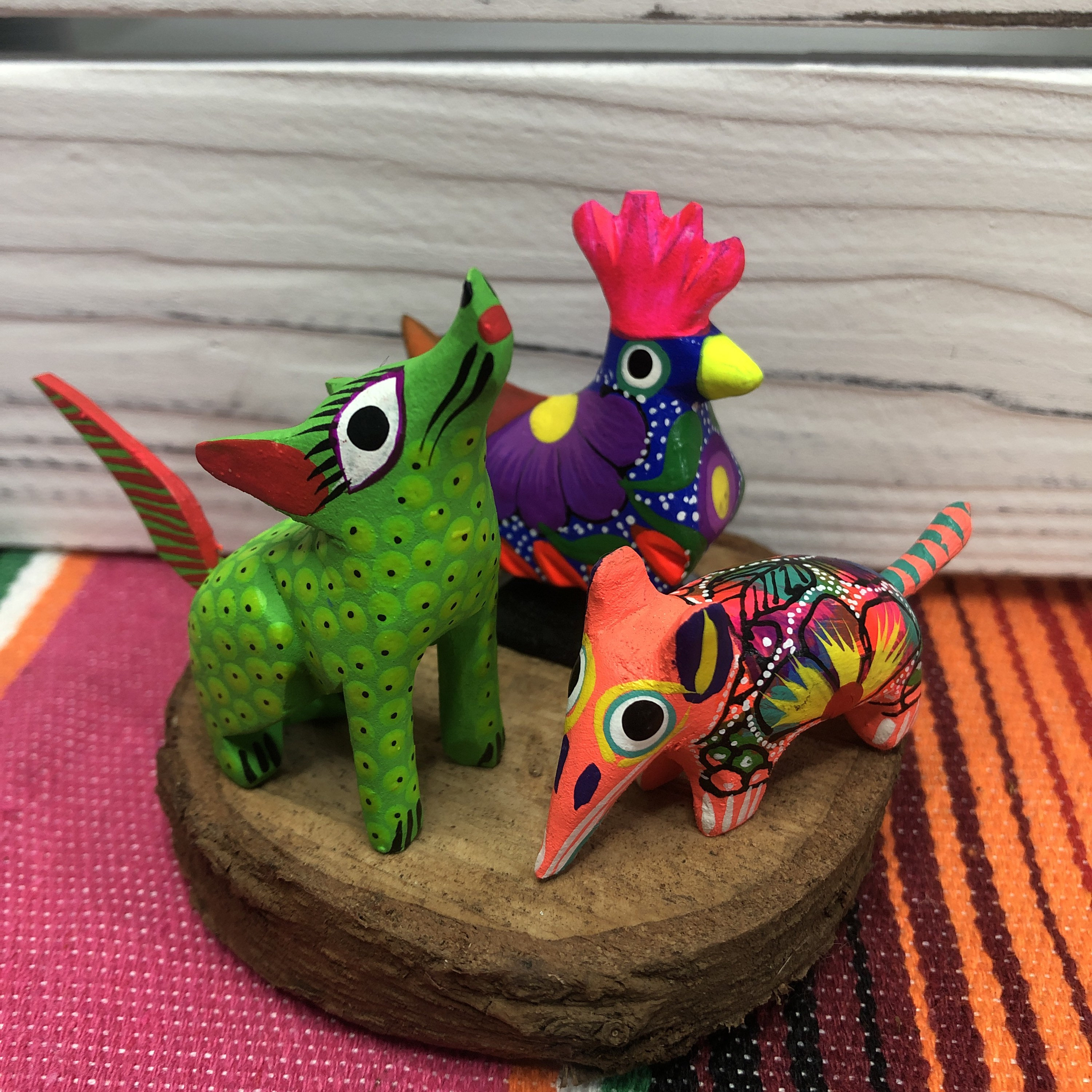 3 Oaxaca Alebrije Assorted Wooden Hand Carved and Painted 2