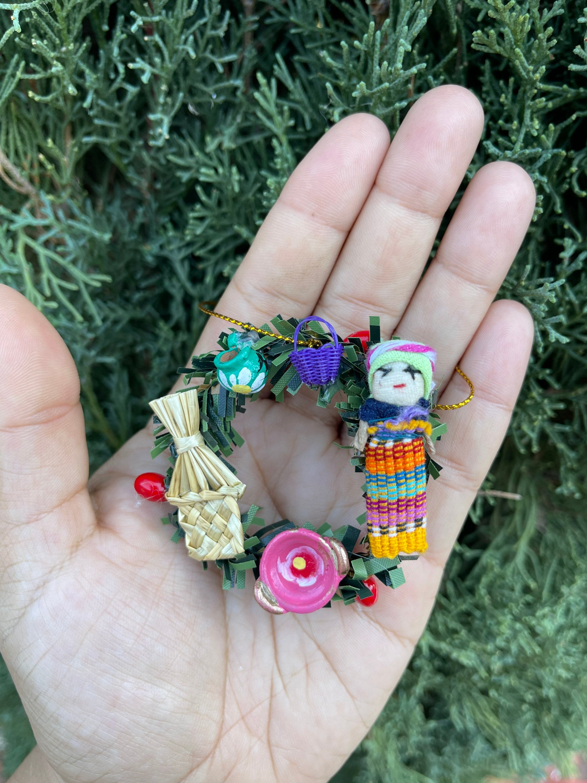 Mini Wreath Mexican Ornaments Hand Made Miniature Ornaments La Mexicana  Handmade Ornament 