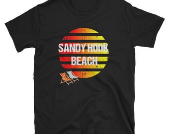 Sandy hook Beach vacation spot gift shirt new jersey shore summer fun sun tan ocean surfing sand swim soft comfortable short sleeve ring spu