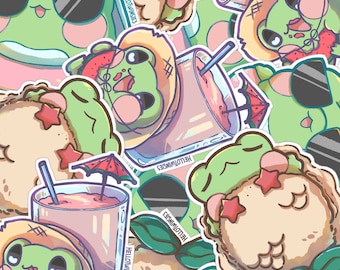 Summer Frog Vinyl Stickers | 3 inch Handmade Sticker | Matte Sticker