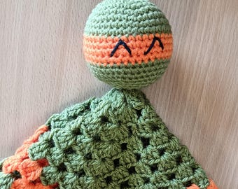 PDF CROCHET PATTERN - Turtle Ninja inspired lovey - toy comforter - crochet keepsake