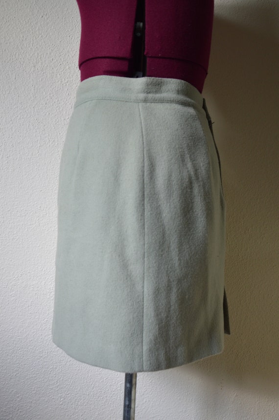 Vintage 60's mini skirt // mint green pastel wool ski… Gem