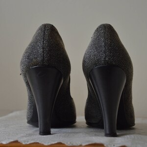 Silver Dollar shoes Vintage late 40's grey open toe heels 6 au image 9