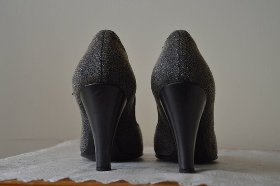 Silver Dollar shoes ~ Vintage late 40's grey open… - image 9