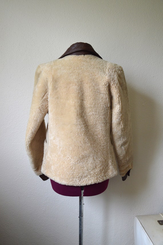 Vintage 1970's jacket // sheepskin leather cream … - image 7