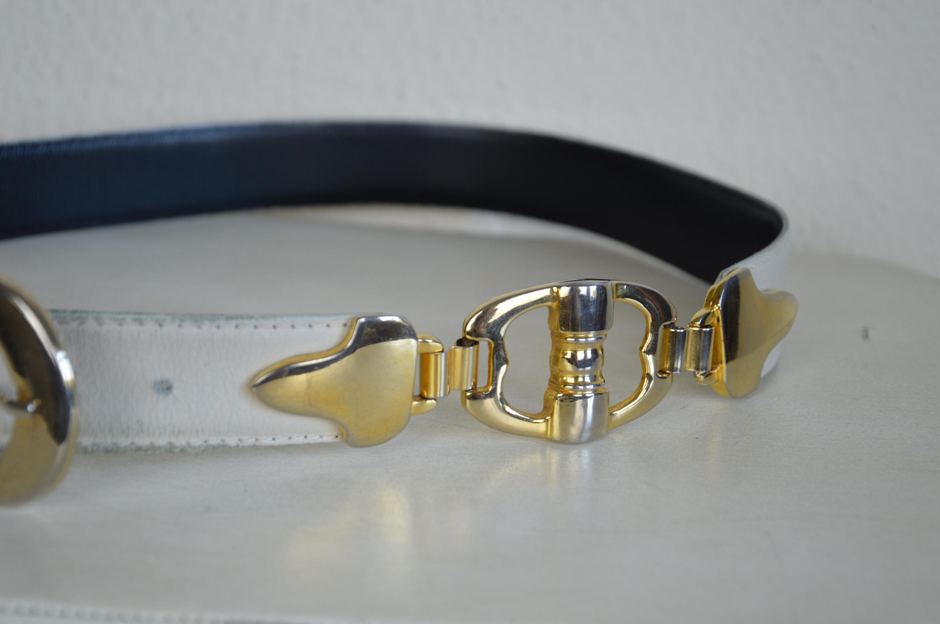 Vintage-Inspired Cream Belt (with Gold Embellishments). XS Vintage Gold Belt Small - Etsy main image 3