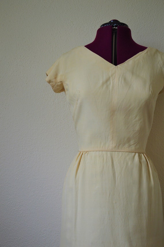 Vintage 1950's dress // buttercream yellow beige … - image 3