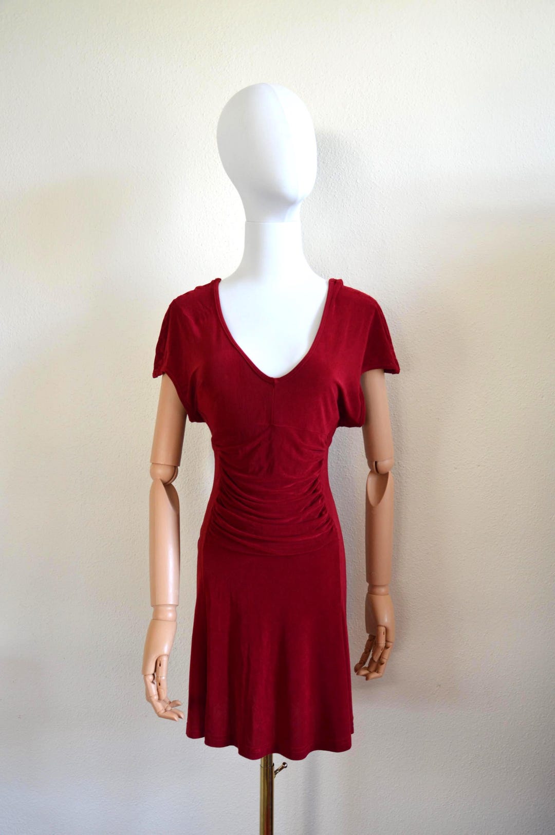 red dress y2k Vintage Y2K City Triangles Sparkly Mini Slimming Red Dress/Disco Medium