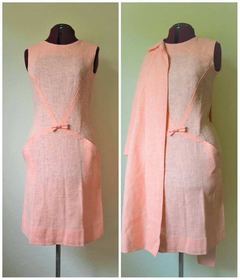 1960/'s Dress and Coat XS S vintage spring mini dress mid century over coat mid century jackie kennedy
