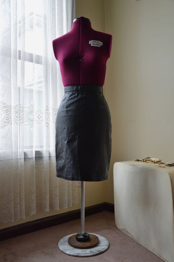 Vintage 80s black leather mini skirt