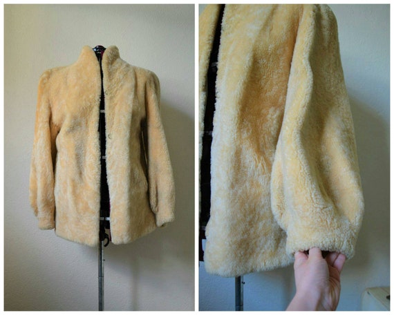 Vintage 1940's blonde fur mouton fur jacket balloo