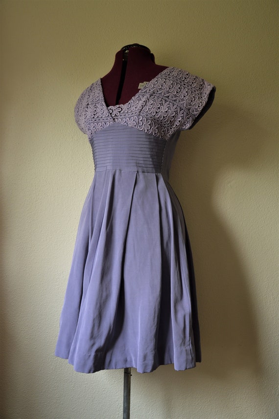 1950's lavender purple fit and flare dress croche… - image 2