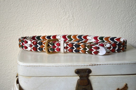 Vintage Leather Rainbow Woven Belt s-l400.jpg main image 3
