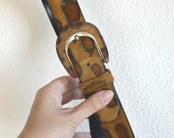 Vintage 1980s LEOPARD Print & GOLD X Belt - Etsy display picture 1
