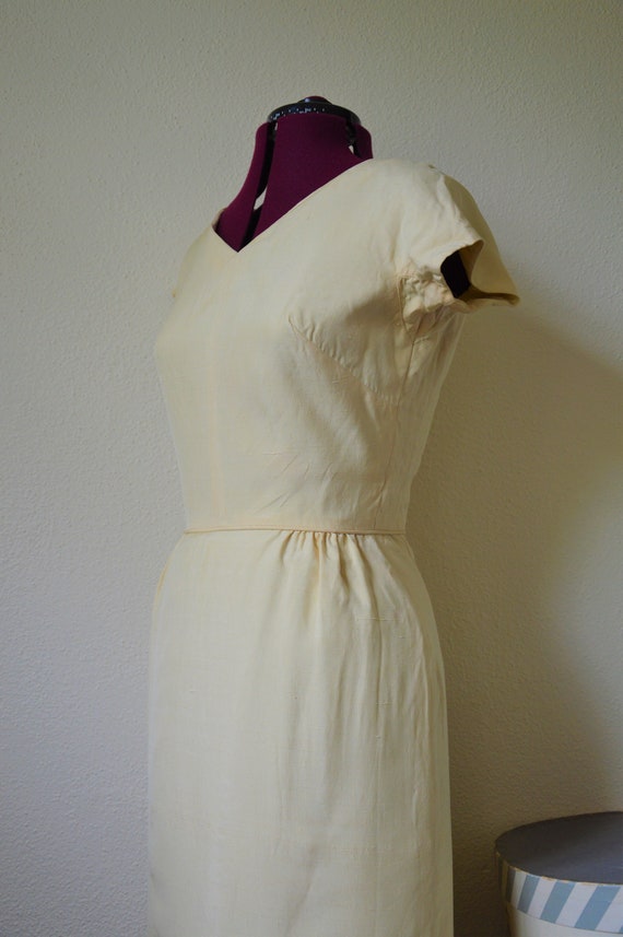 Vintage 1950's dress // buttercream yellow beige … - image 6