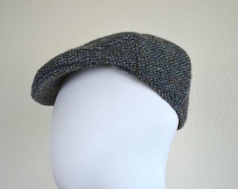 Vintage Schiebermütze Hut // Herren 560er 70er 80er Jahre Glenappin of Scotland blau grau schwarz braun Tweed Hut harris tweed