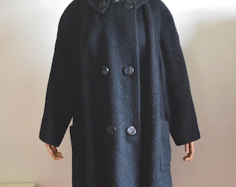 Vintage 1960s Northern Sun Wool Parka | Blue Inuit Appliqué Coat