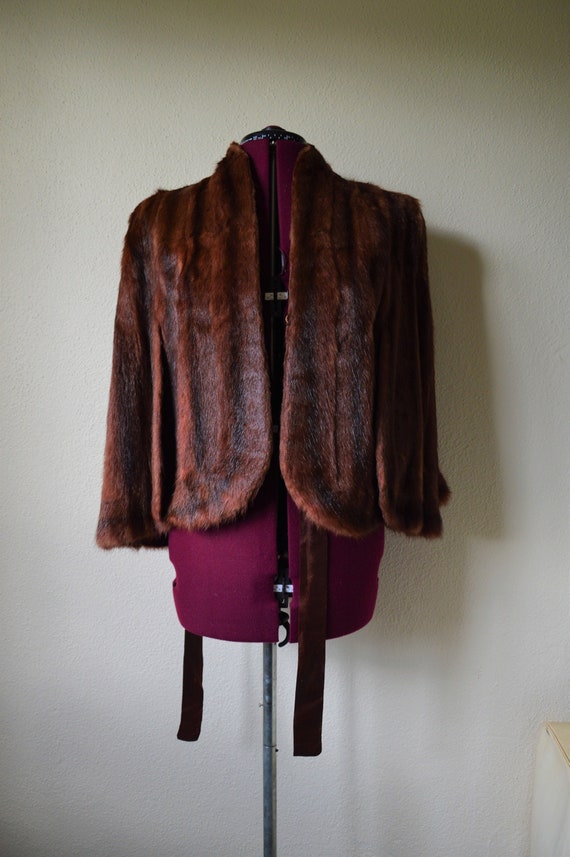 Vintage 1940's mink fur cape mink