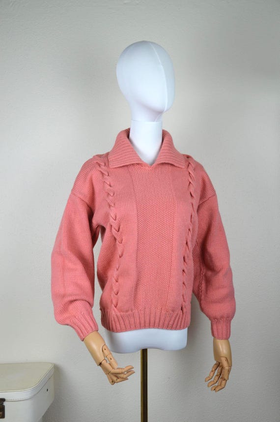 Pink Pull Rose Saumon Pull Vintage Rose Saumon En Maille Torsadée