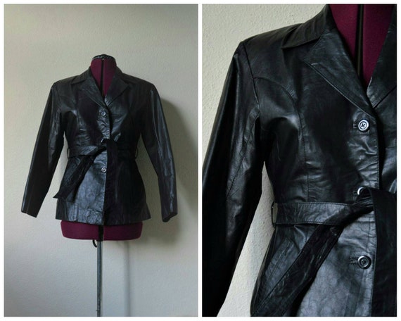 Vintage 70s 90s Black Leather Jacket 