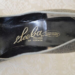 Silver Dollar shoes Vintage late 40's grey open toe heels 6 au image 2