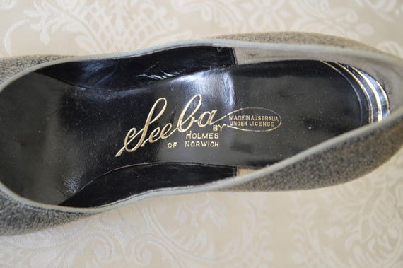 Silver Dollar shoes ~ Vintage late 40's grey open… - image 2