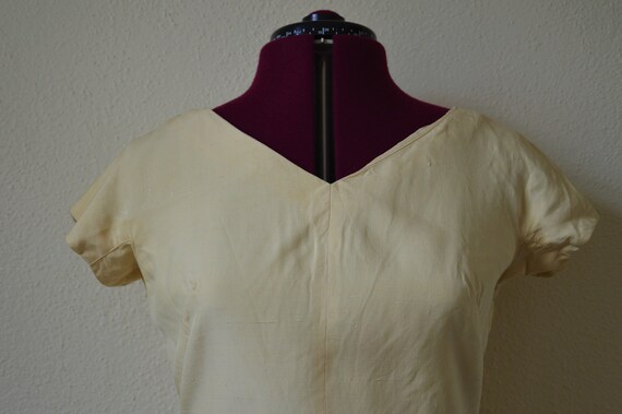 Vintage 1950's dress // buttercream yellow beige … - image 4