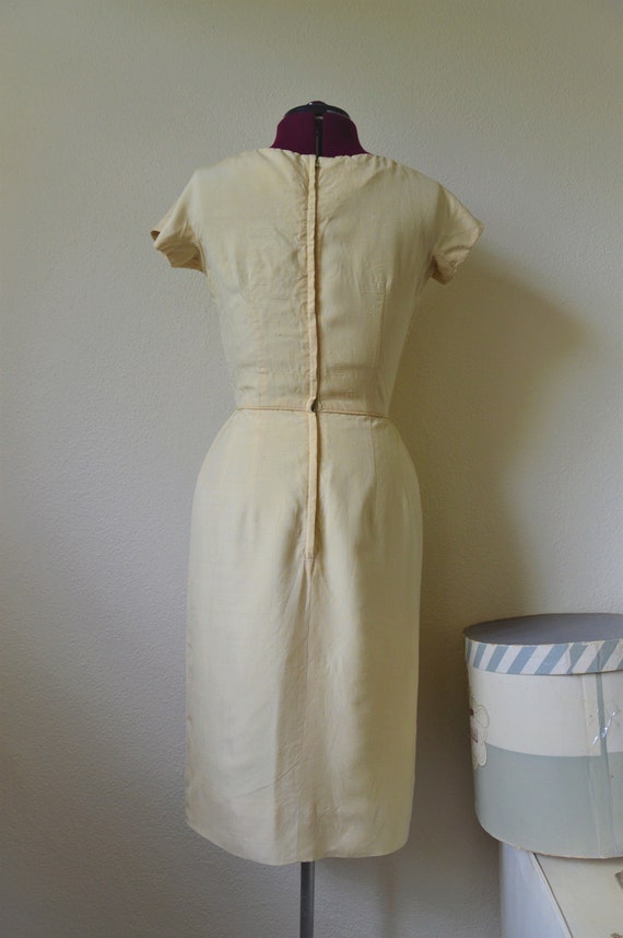 Vintage 1950's dress // buttercream yellow beige … - image 8