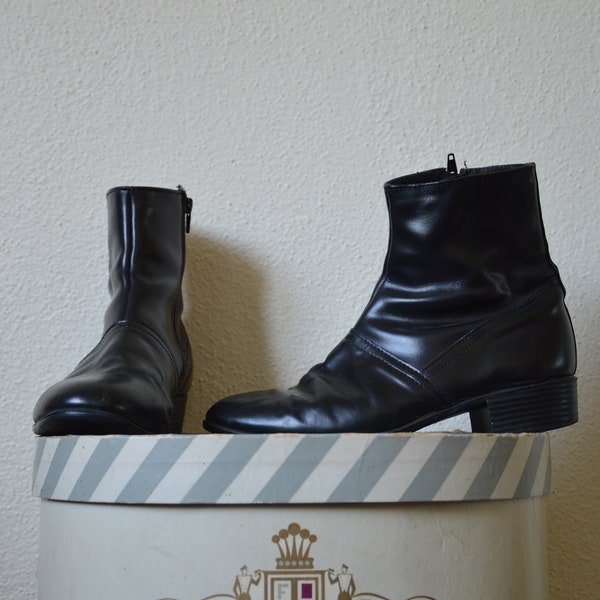 vintage check and leather ankle boots
