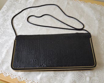 Black and Gold Purse ~ Vintage Original genuine Glomesh evening purse hand bag shoulder bag