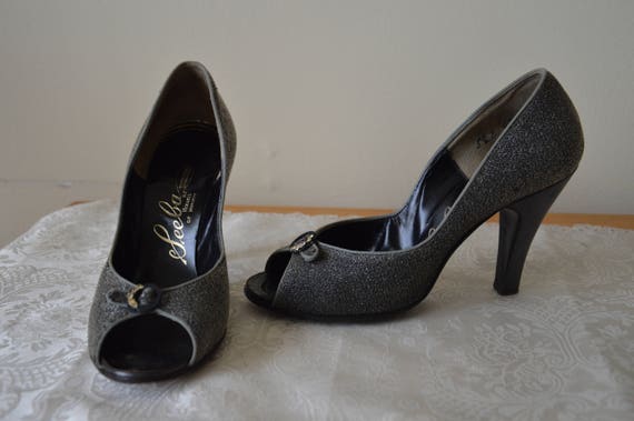 Silver Dollar shoes ~ Vintage late 40's grey open… - image 5
